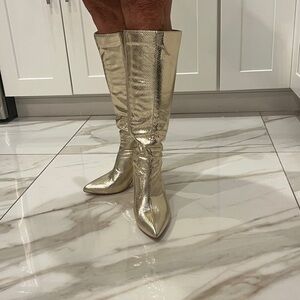 Gold Knee-High Boots